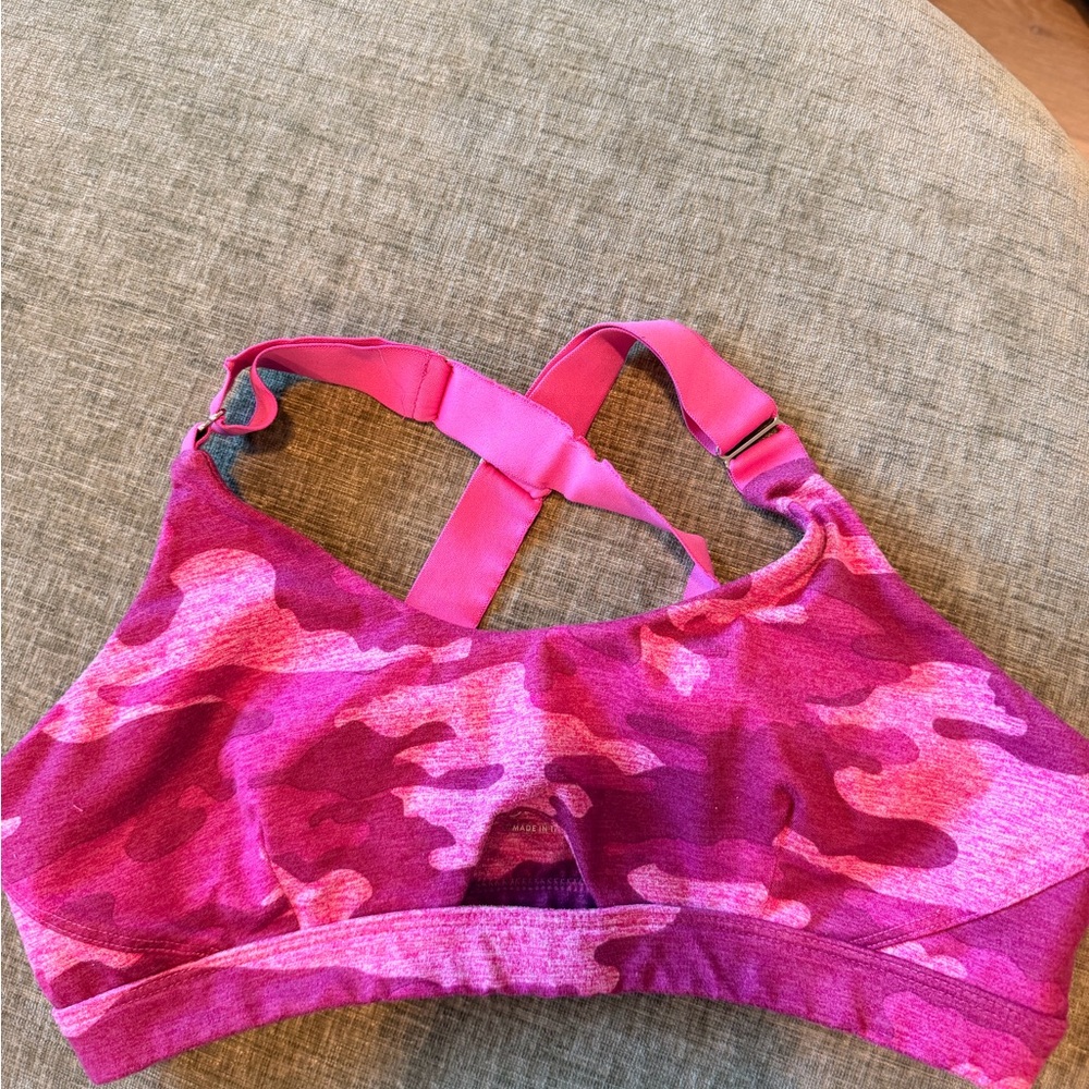 Bombshell Sportswear Pink Camo Sports Bra Fit